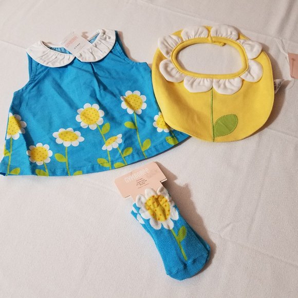 Gymboree Daisy Giraffe 0-3 Month Shirt, socks & Bib NWT - Picture 1 of 6